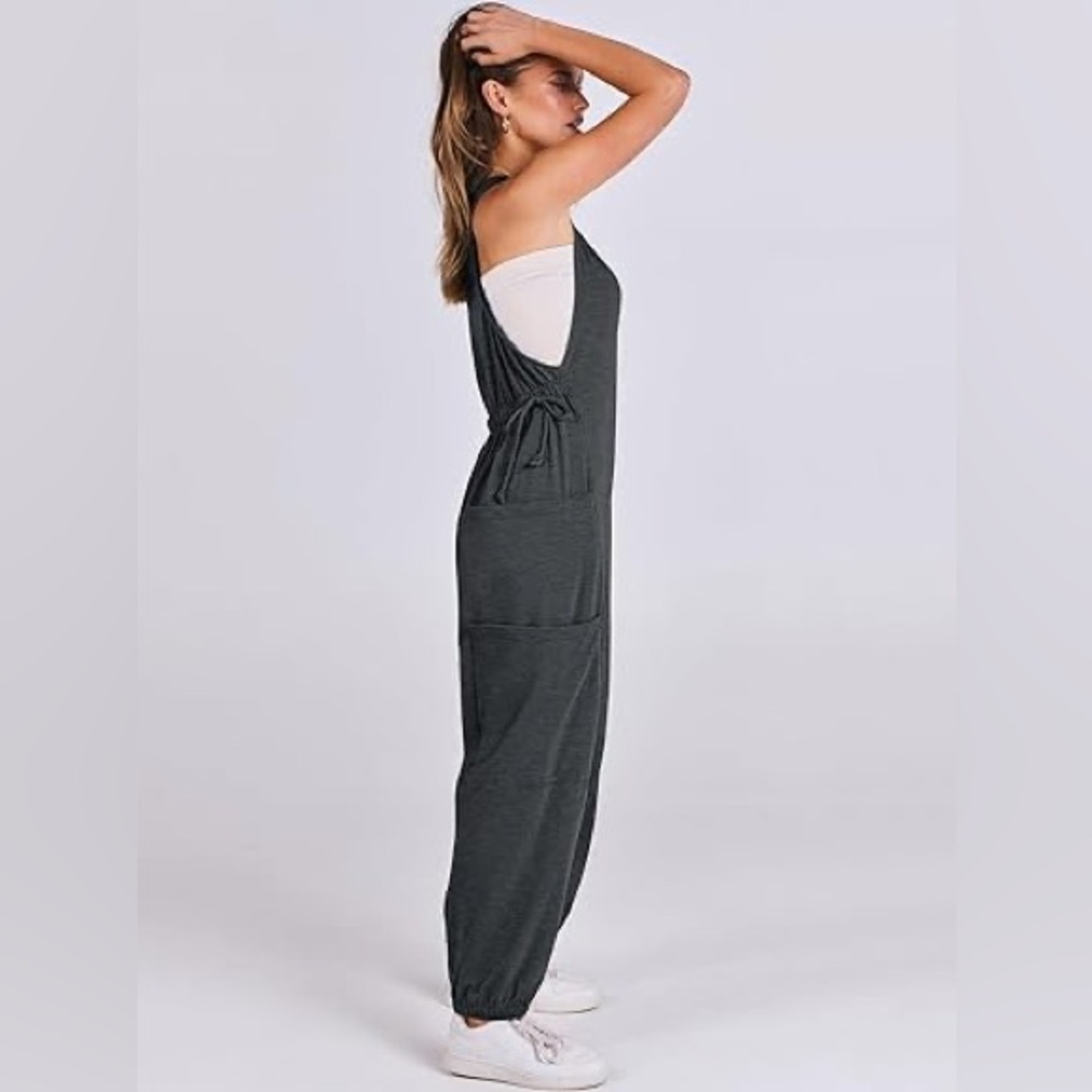 Grey‎ Sleeveless Jumpsuit with Side Tie Detail - Picture 5 of 6